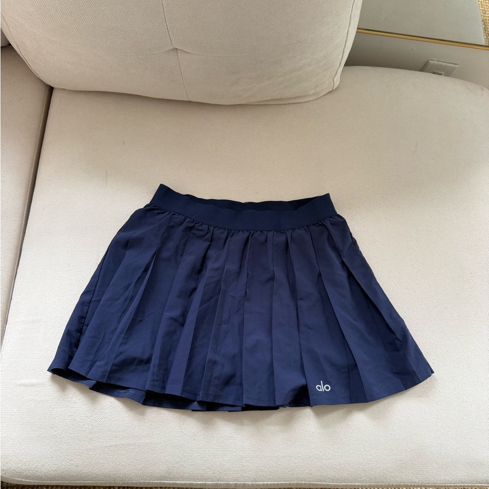 ALO Yoga Navy Pleated Tennis Skirt